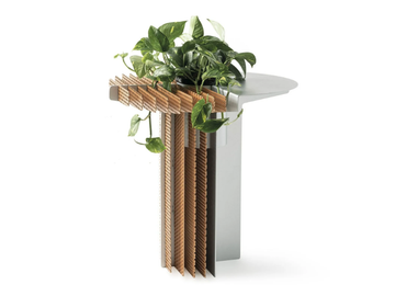 NOA - Round aluminium high side table with flowerpot by JCP UNIVERSE - view 2